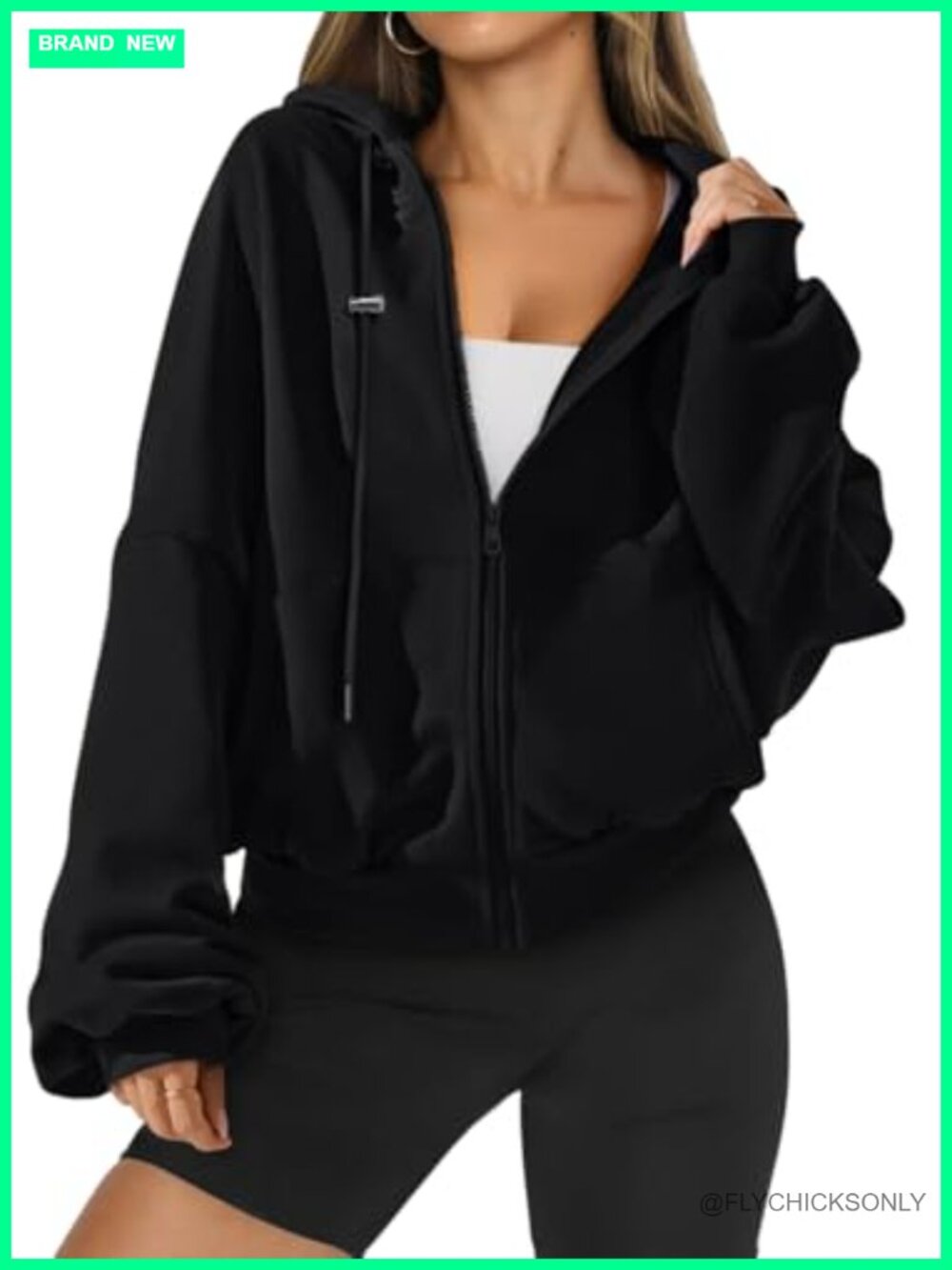 Womens Oversized Zip Up Hoodie Cotton Polyester Workout Sweatshirt